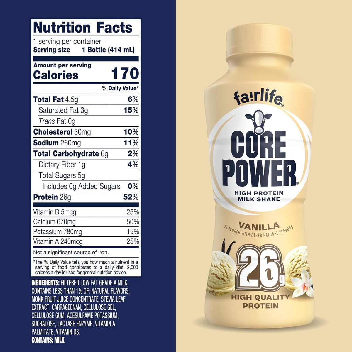 Core Power Fairlife - Batidos de leche de proteína de 0.92 oz, list...