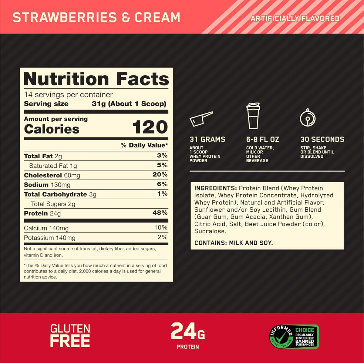 Optimum Nutrition Gold Standard 100% proteína de suero en polvo, fr...