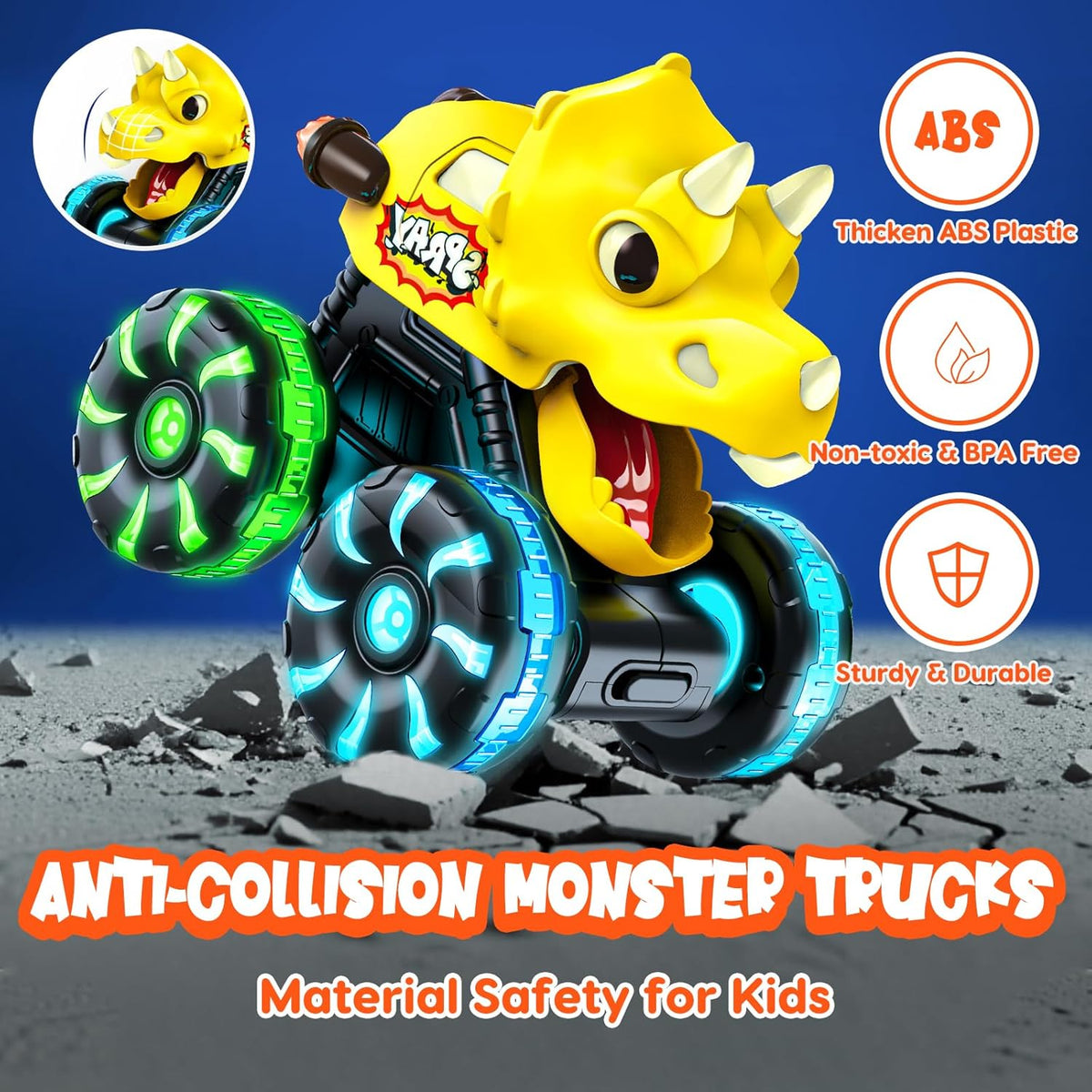 Monster Truck Toys Coches de dinosaurio, autos iluminados para niño...