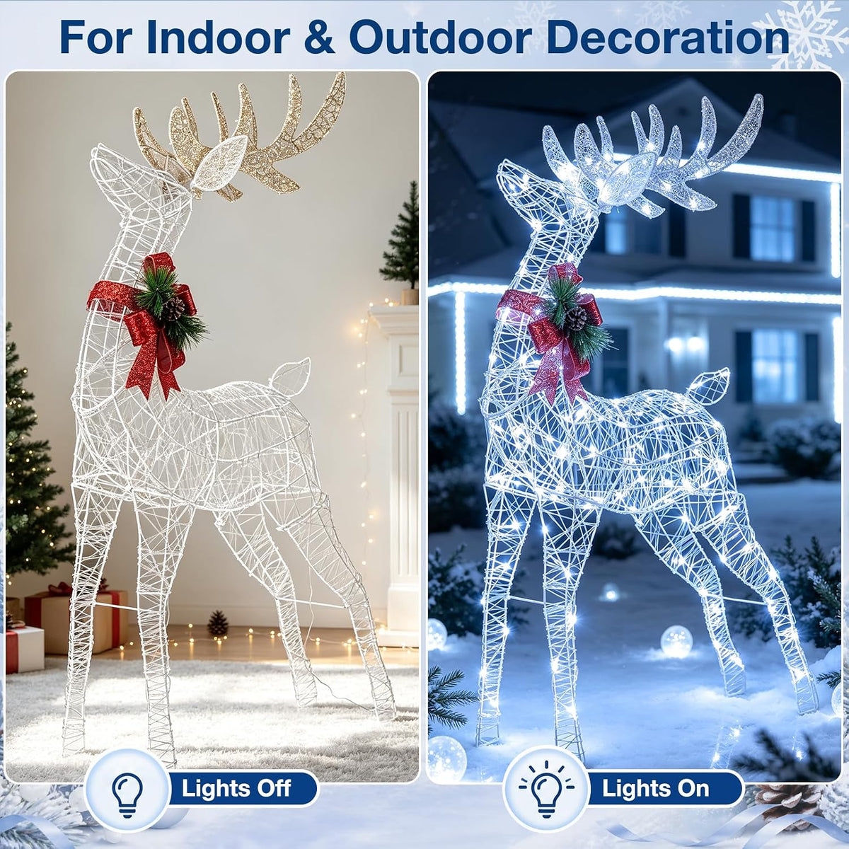Tangkula Reno iluminado navideño de 4.4 pies, decoraciones navideña...