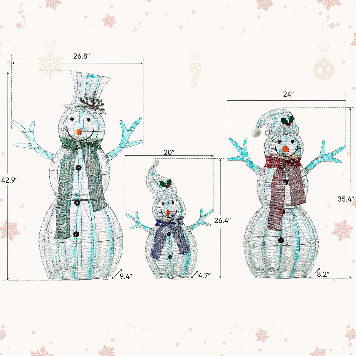Ultym Decoraciones familiares grandes de muñeco de nieve navideño c...