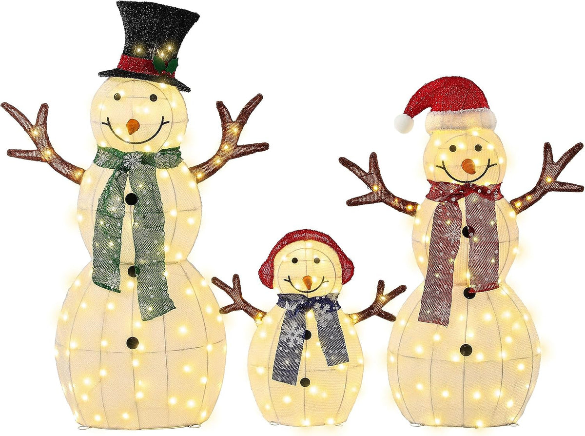 Muñeco de nieve de 43 pulgadas iluminado para decoraciones navideña...