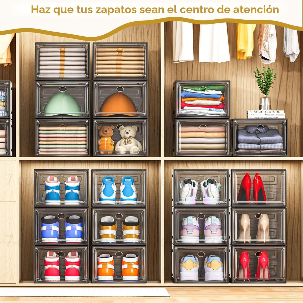 Organizador de almacenamiento de zapatos de plástico transparente,...