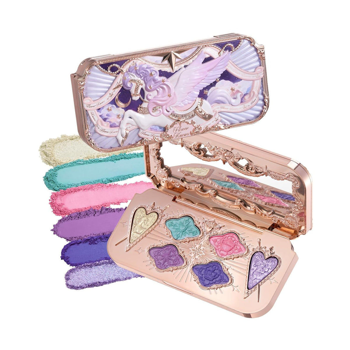Flower Knows Knight Unicorn - Paleta de maquillaje satinado de 6 co...