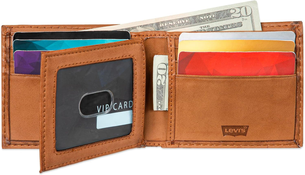 Billetera bifold delgada de capacidad extra con RFID para hombres d...