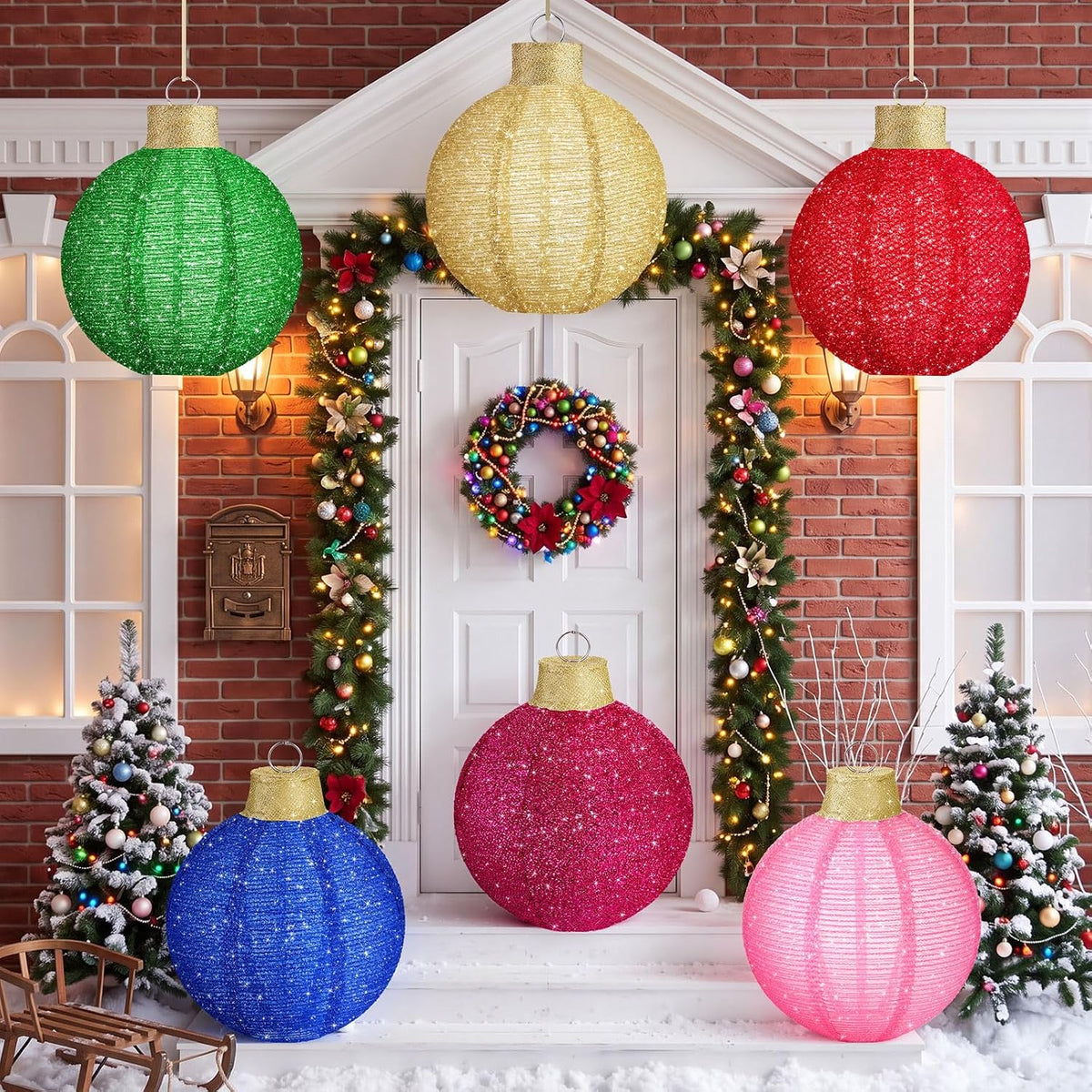 6 bolas de Navidad grandes de 12 pulgadas, adornos emergentes, purp...