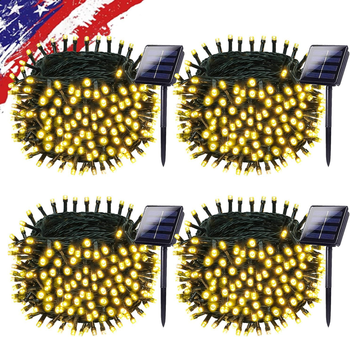 KAQ Paquete de 400 luces solares LED para exteriores, impermeables...