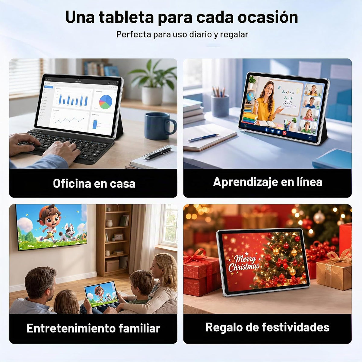 NextCheer Tablet Android 16 de 10.1" con teclado, 30 GB de RAM...