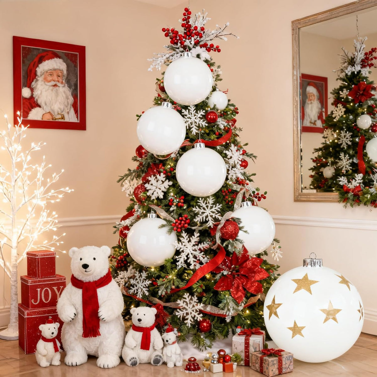 Zubebe 4 piezas Adornos de bola de Navidad extra grandes de 6'...