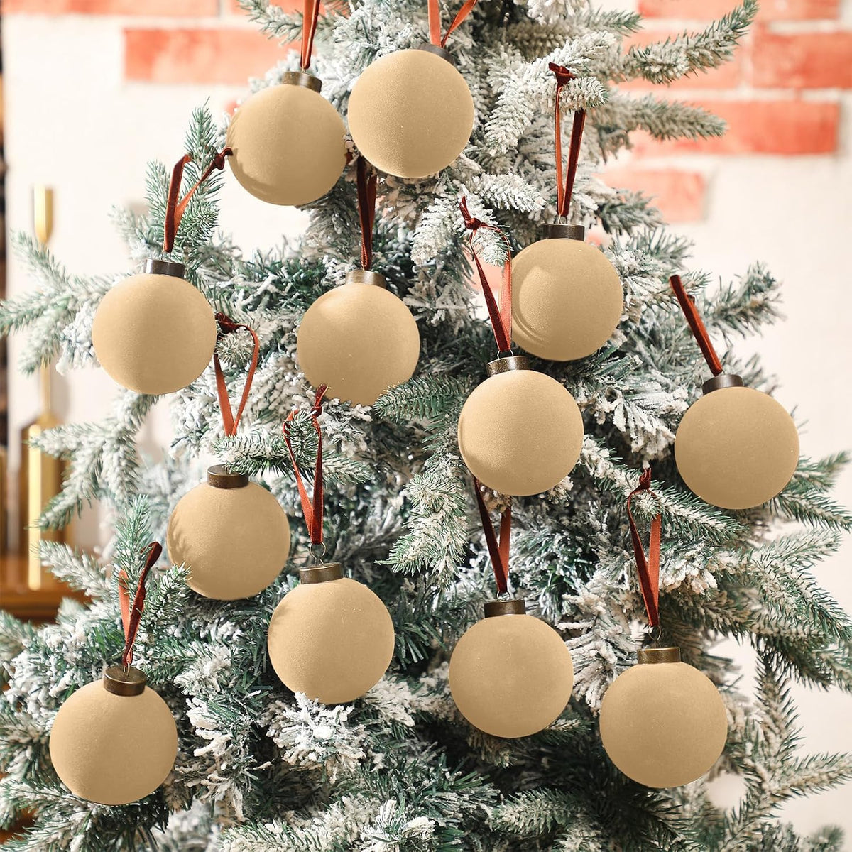 Liliful 15 Piezas Bolas de Navidad de Terciopelo a Granel Adornos d...