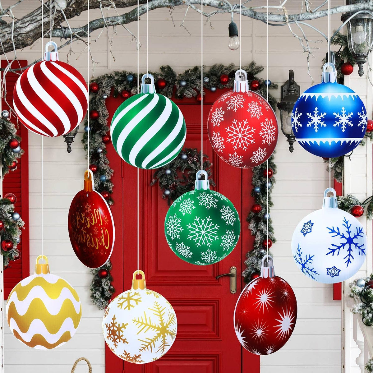 Sumind - 10 adornos navideños para colgar al aire libre, clásico |...