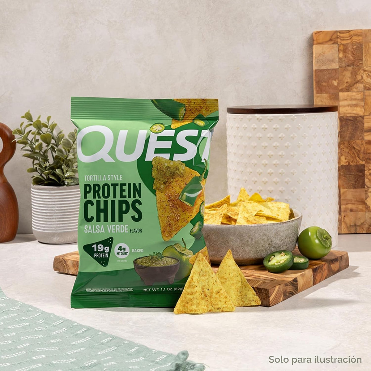 Quest Nutrition - Chips de proteína estilo tortilla, salsa verde, 0...