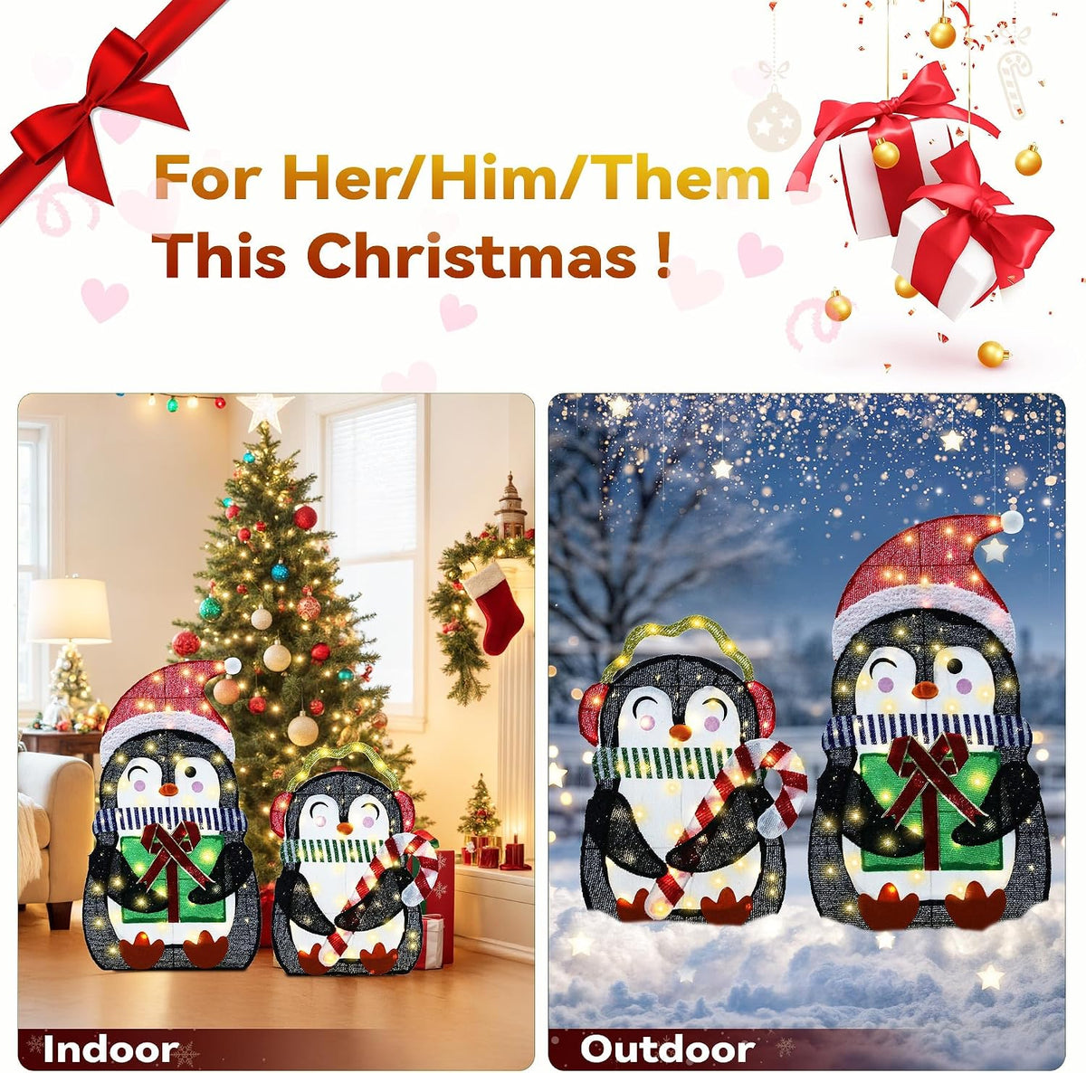 Ultym Pingüinos iluminados de 35 pulgadas para decoración de patio...