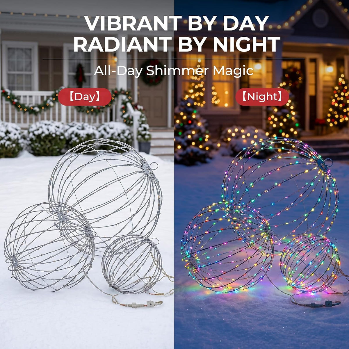 Starfree 3 bolas grandes plegables de Navidad LED RGB de 19 pulgada...