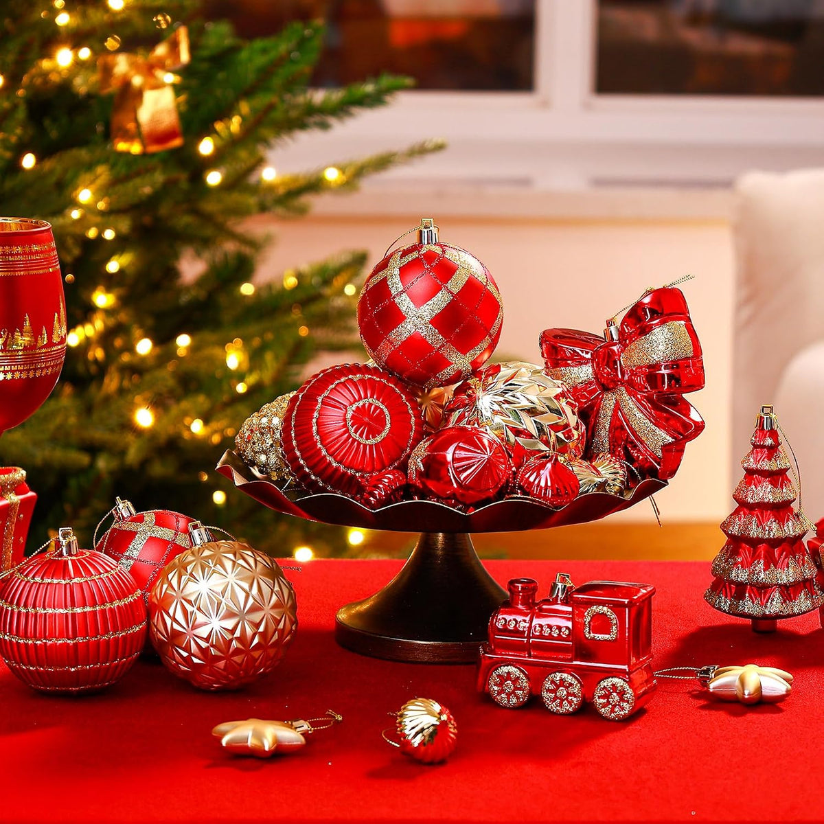Alupssuc Juego de 82 bolas de Navidad, encantador juego de regalo c...