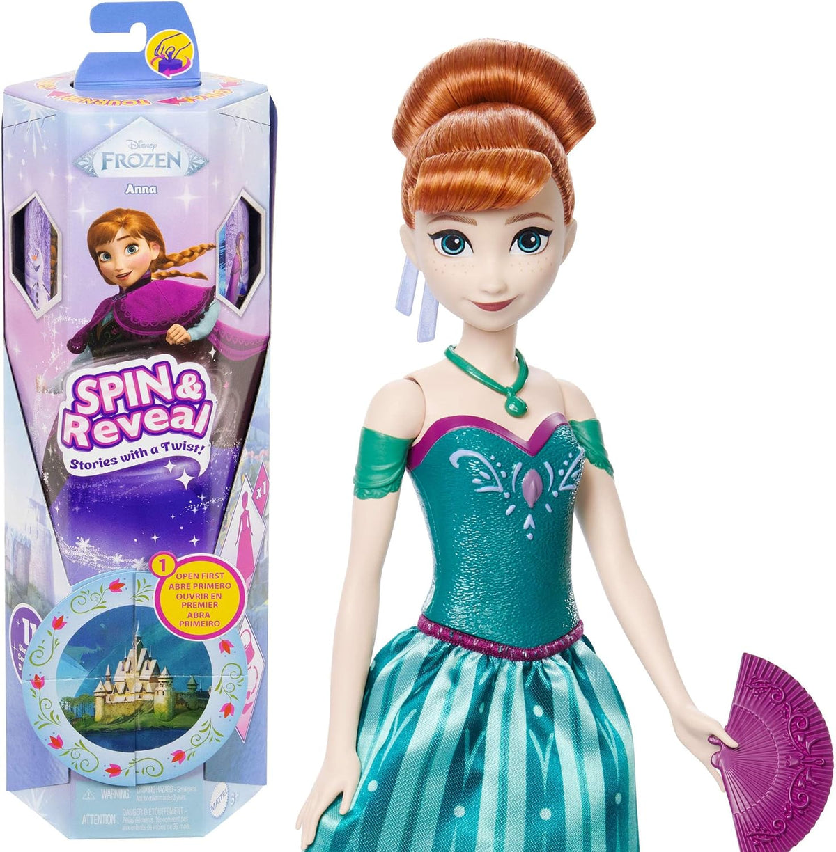 Mattel Disney Frozen Anna - Juego de muñecas de moda, gira y revela...