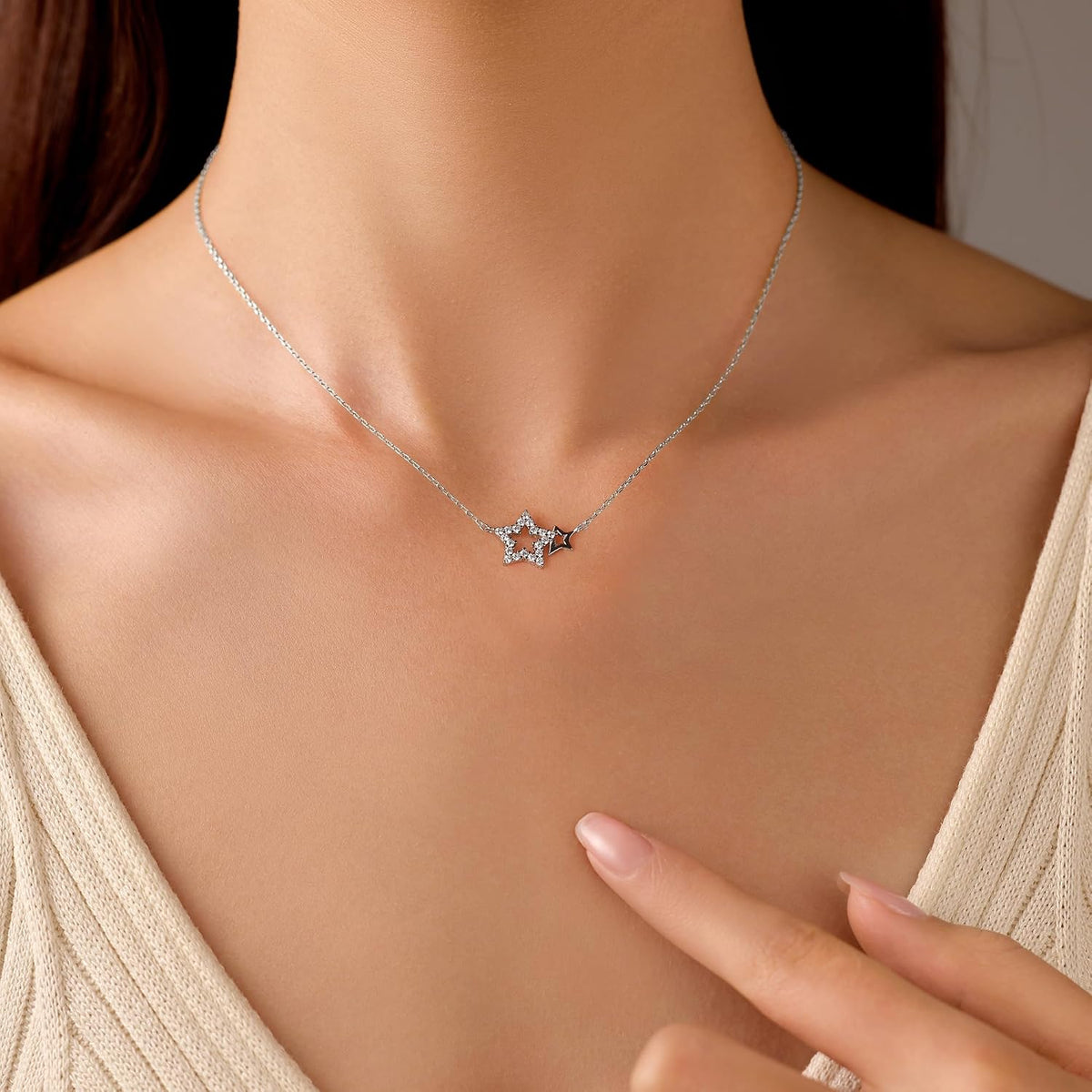 LOVECOM Collar de plata de ley S925 con corazón para mujer, delicad...