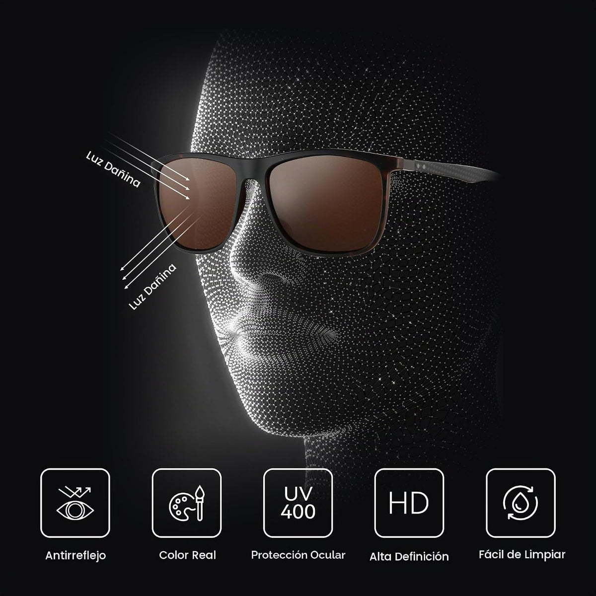 ZENOTTIC Gafas de sol polarizadas cuadradas para hombre, ultraliger...