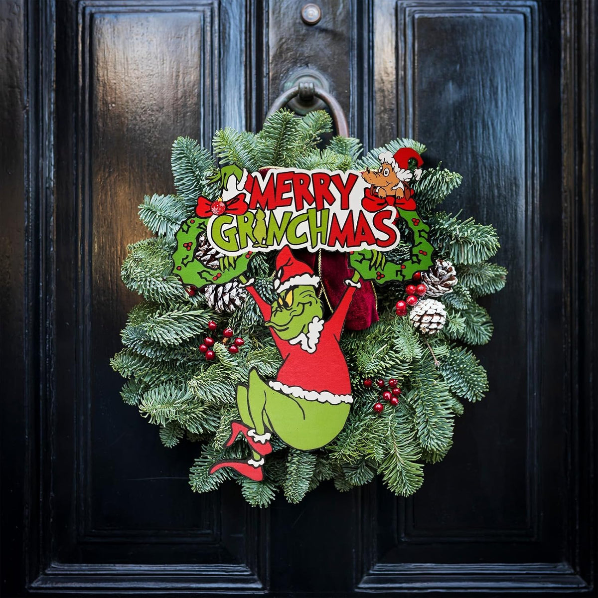 Cartel colgante de puerta de Navidad de madera \u2013 Adornos festi...