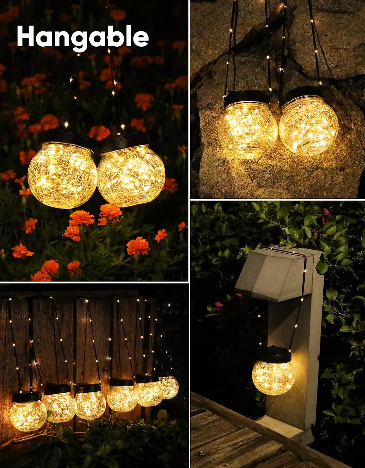 PARTPHONER Luces solares impermeables para exteriores, paquete de 2...