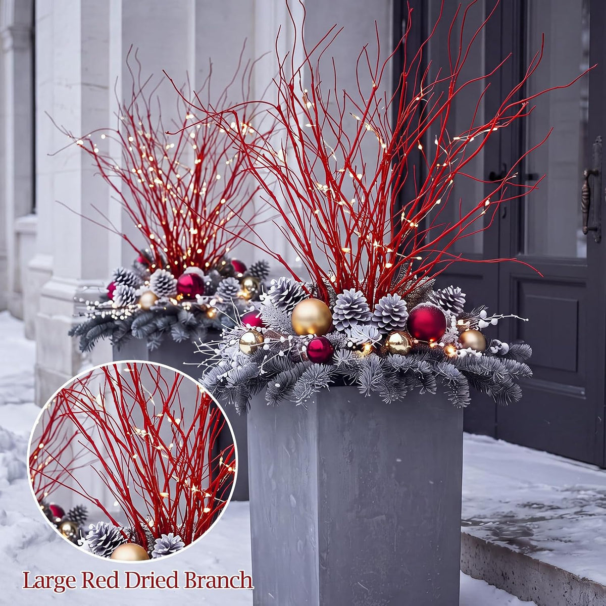 Wavwavw 10 ramas rojas artificiales de Navidad, 30 pulgadas | Tallo...