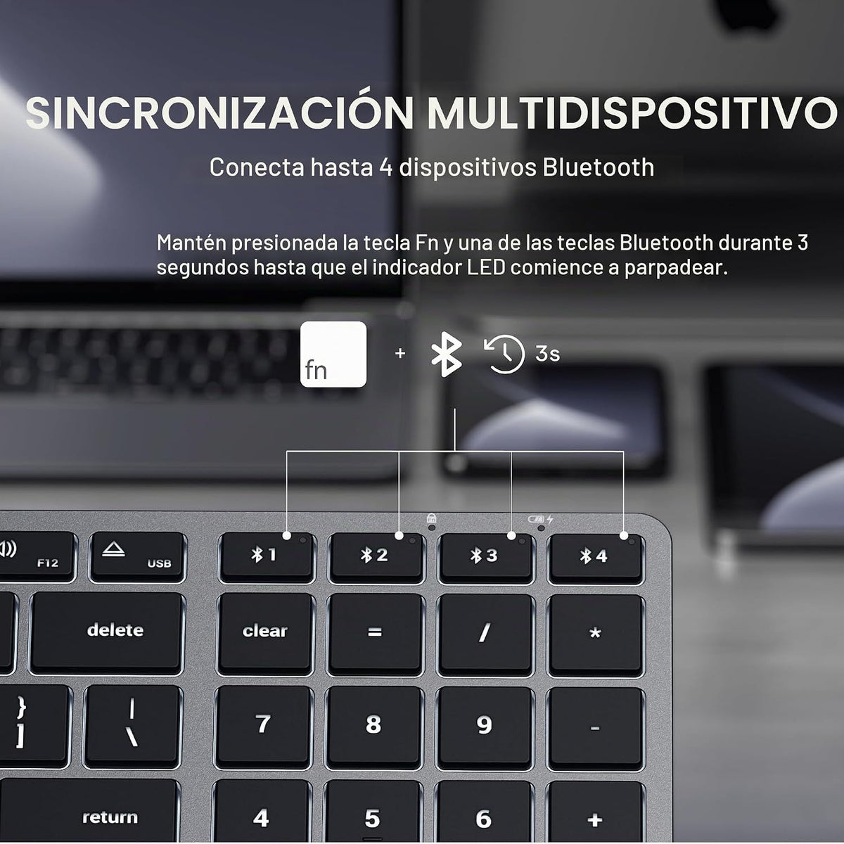 Teclado retroiluminado Bluetooth Satechi Slim X2, sincronización mu...