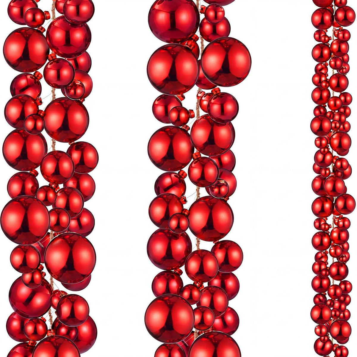 Yuxung - 2 guirnaldas de bolas de Navidad de 6 pies, color rojo | B...