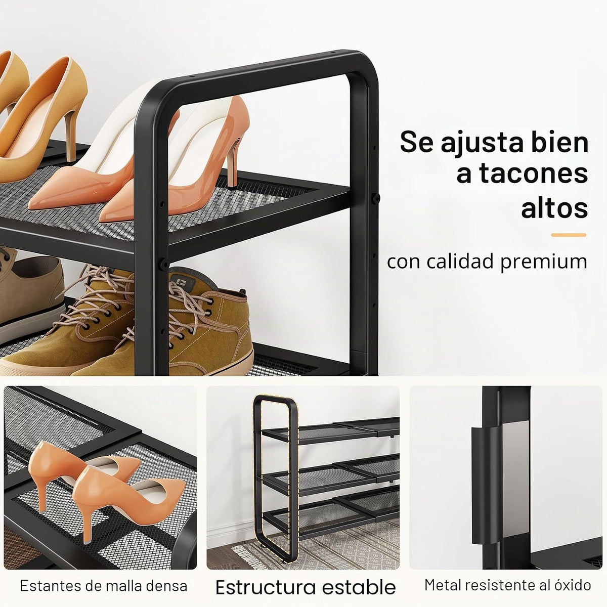 Zapatero de metal expandible para armario, entrada y garaje, 3 nive...