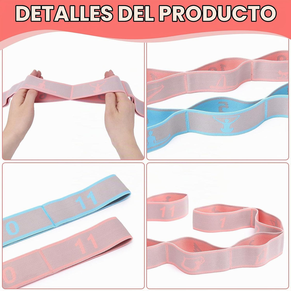 Correa elástica de estiramiento para yoga con bucles, correas de es...