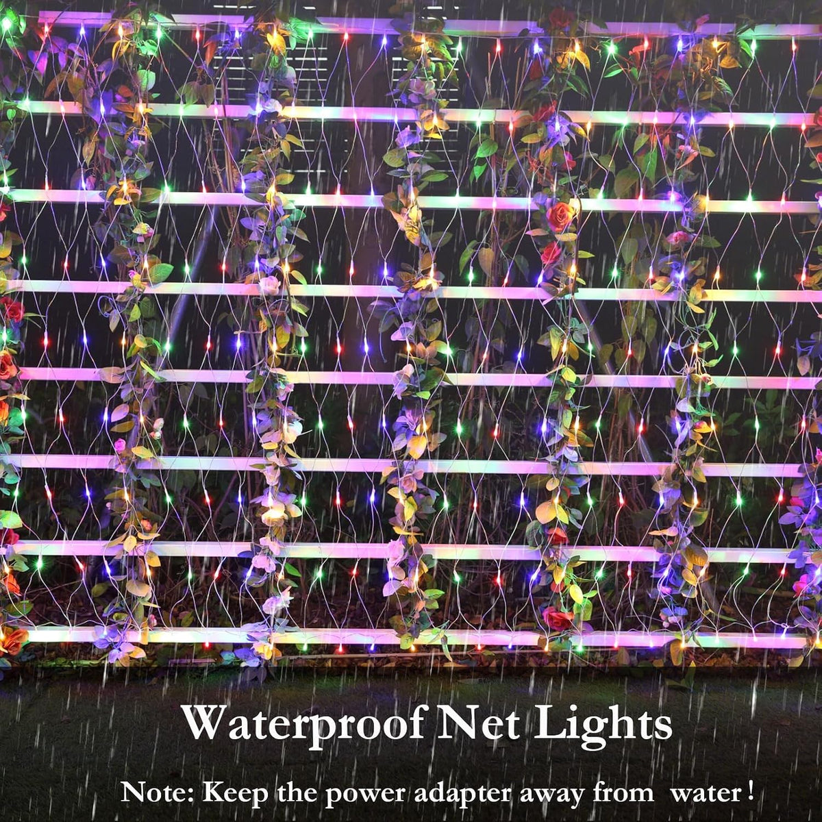 Joomer Luces de red de Navidad de 12 pies x 5 pies, luces de malla...