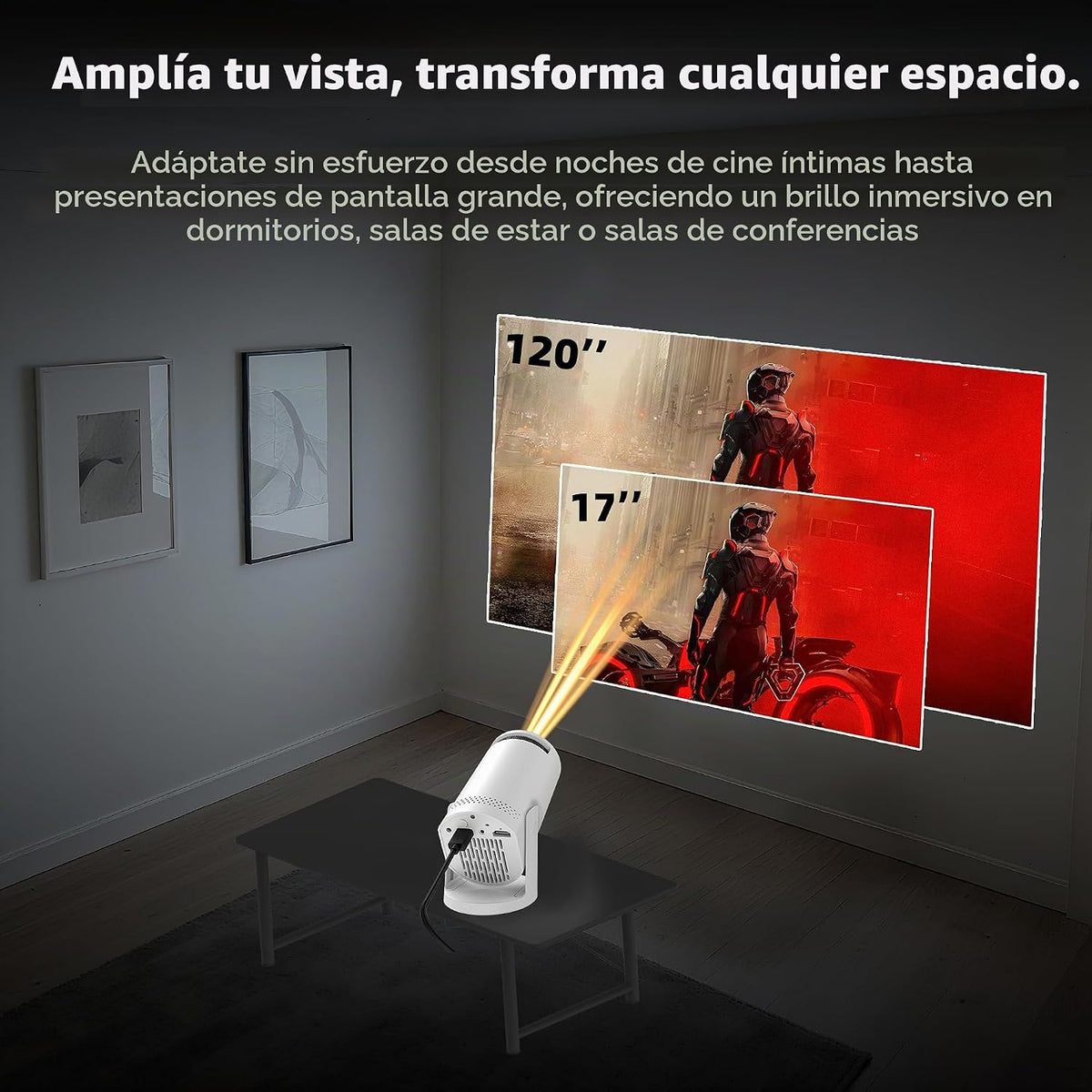 Mini proyector, con sincronización de pantalla con cable 4K 1080P p...