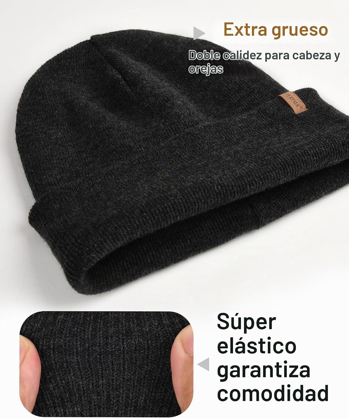 FURTALK Gorro de invierno con forro polar para hombre, doble capa,...