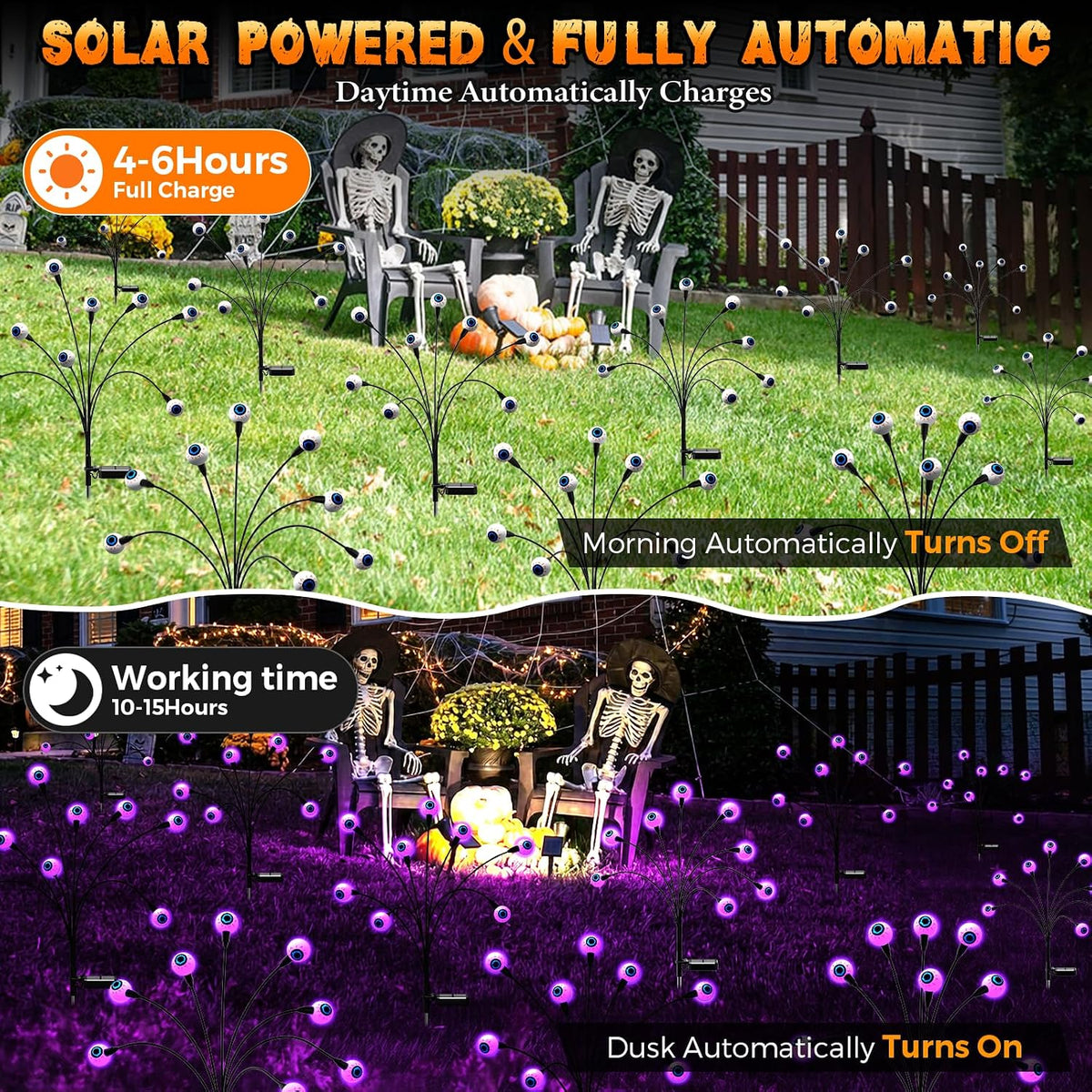 Cnuoky Decoraciones de Halloween al aire libre, paquete de 6 luces...