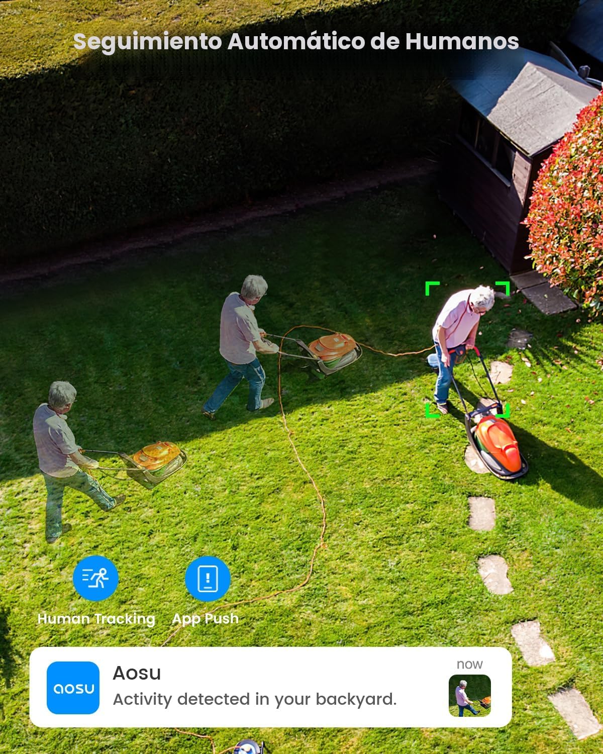 aosu 3K 5MP Cámara de seguridad solar inalámbrica PTZ al aire libre...