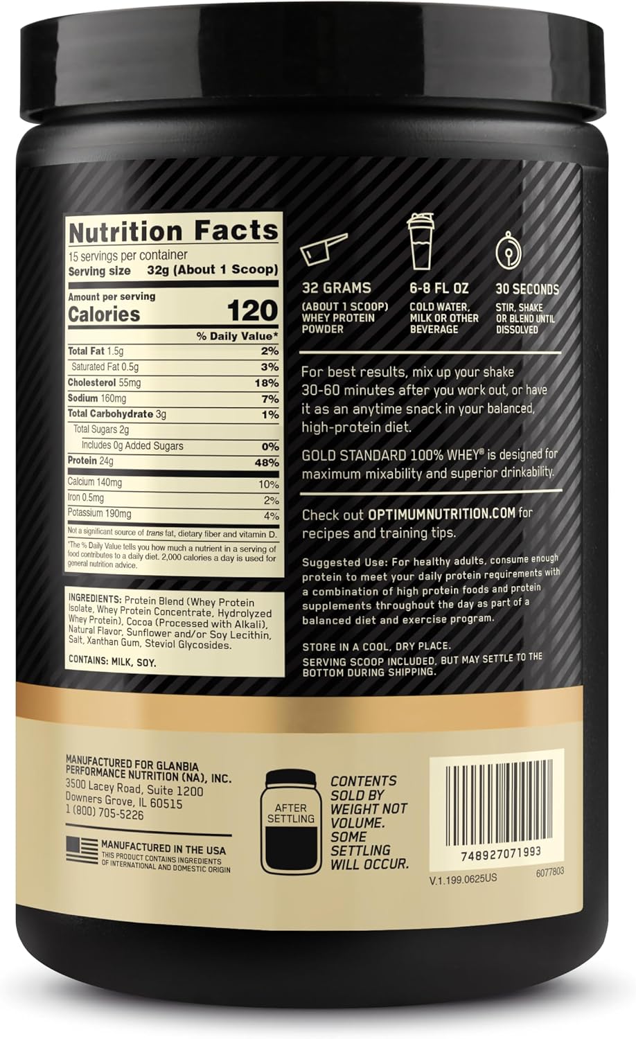 Optimum Nutrition Gold Standard - Proteína de suero en polvo, choco...