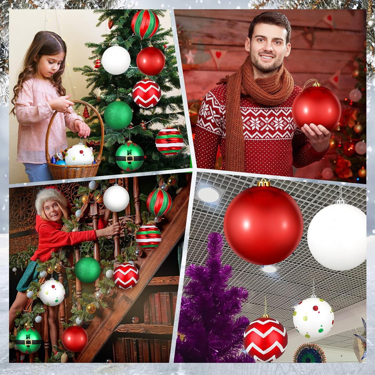 Wettarn Juego de 8 adornos navideños grandes de bolas de 6 pulgadas...