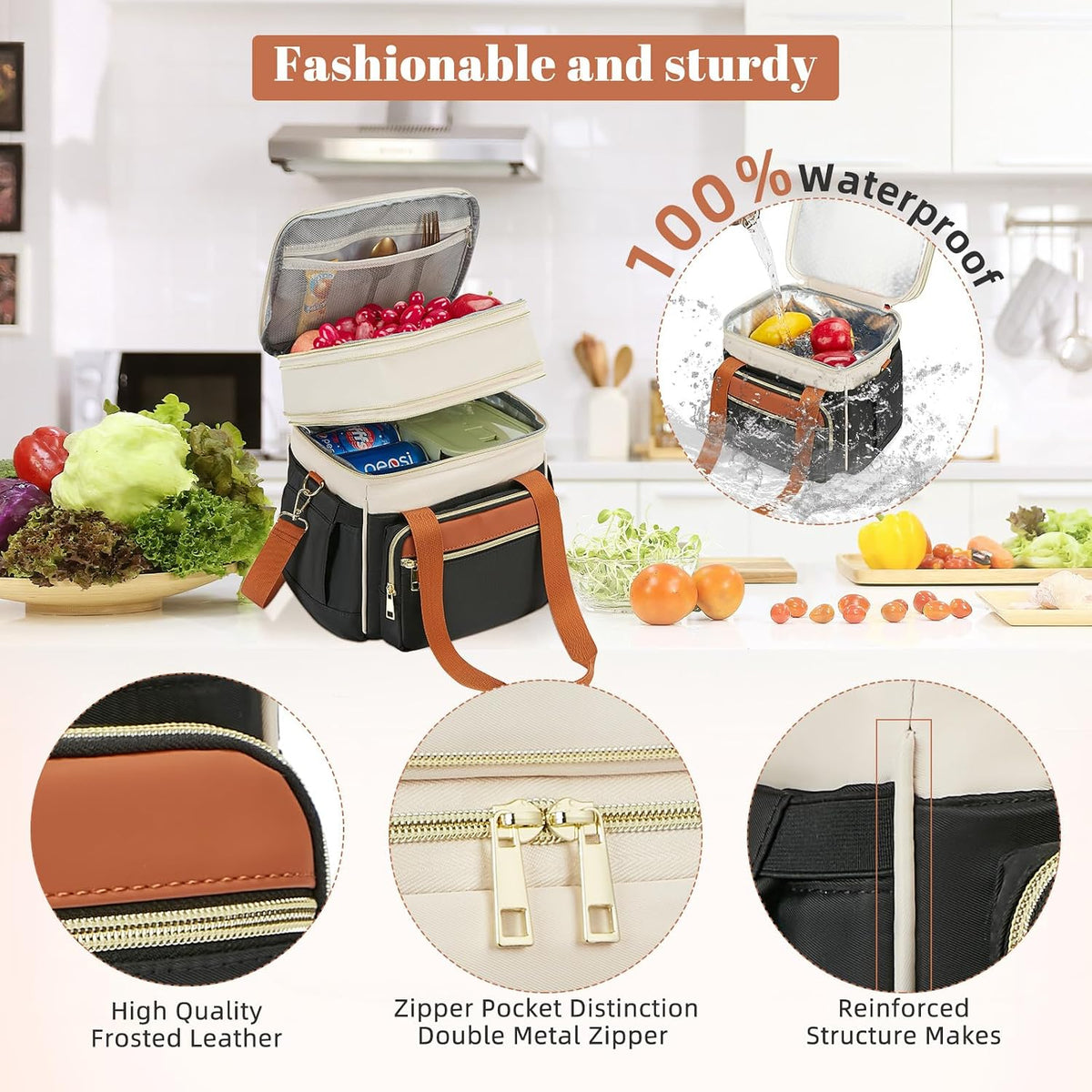 holuxer Bolsa de almuerzo aislada y lonchera para mujeres - Bolsa d...
