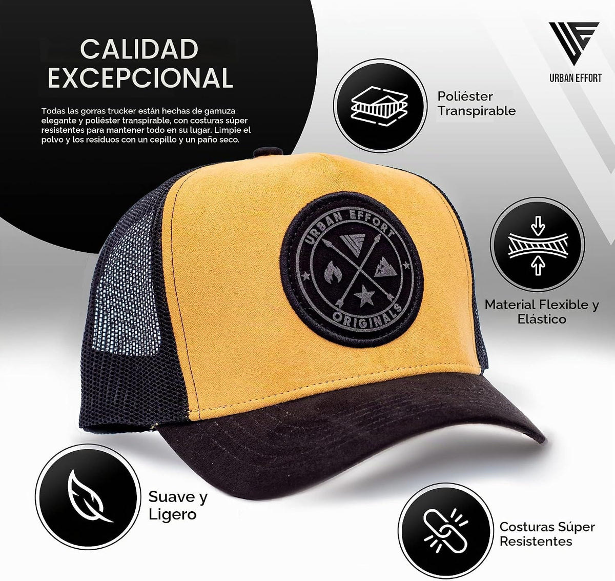 Urban Effort Trucker Hat para hombre – Gorra de béisbol con parte t...