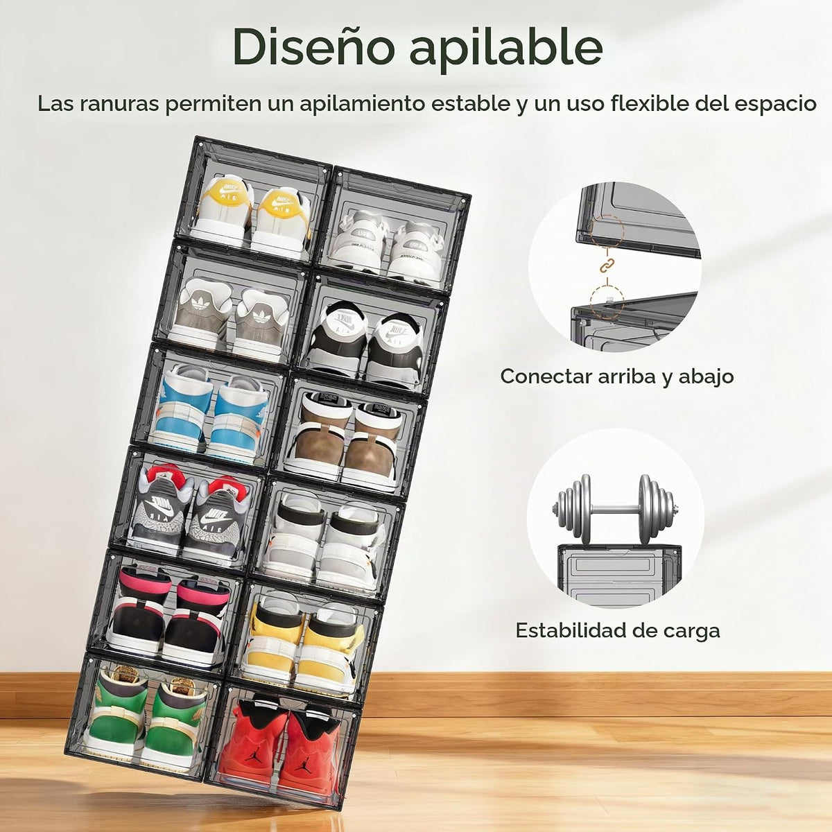Pinkpum Caja de almacenamiento de zapatos dura mejorada, paquete de...