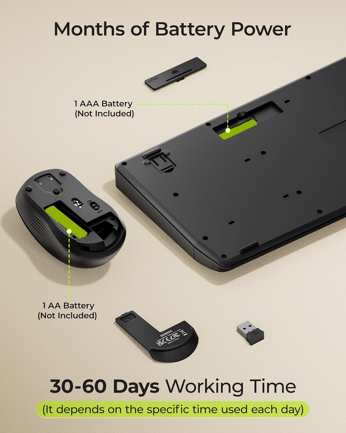 seenda COE200 Combo de teclado y mouse Bluetooth inalámbricos con |...