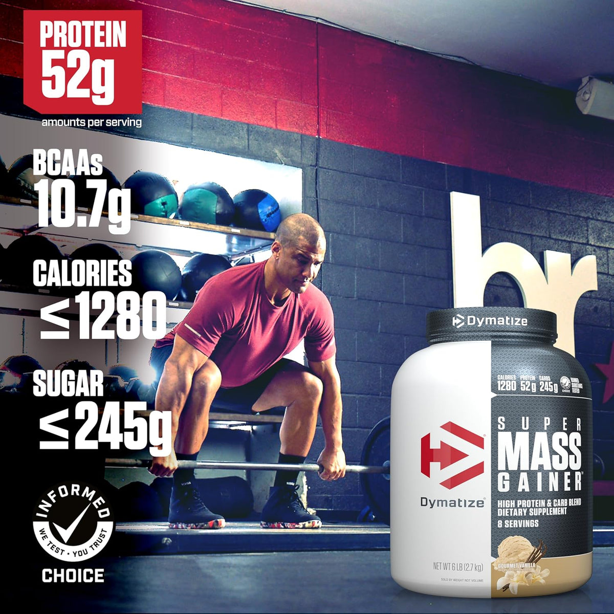 Dymatize Super Mass Gainer Proteína en Polvo, 1290 Calorías y 52g d...
