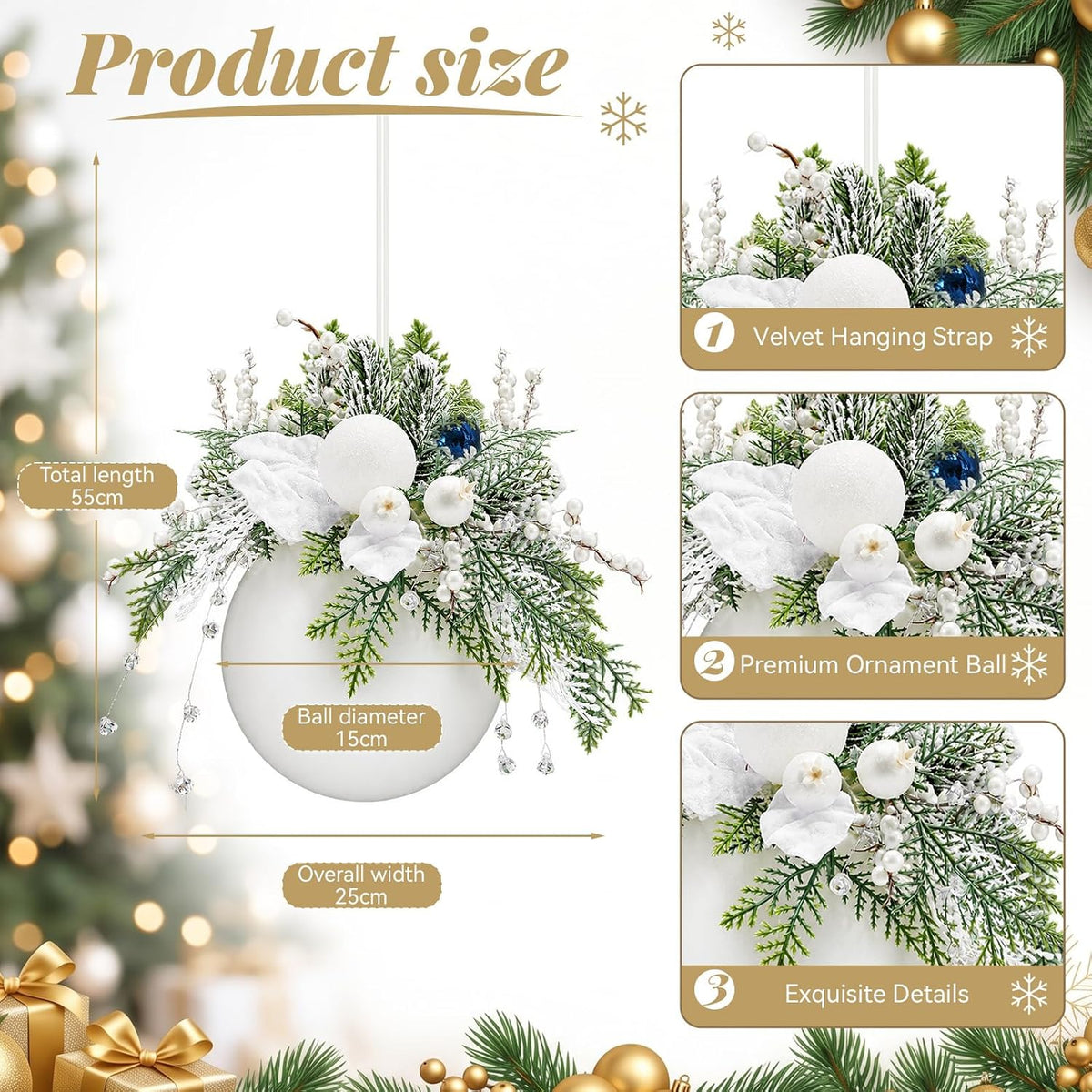 Foilswirl 2 adornos de bola de Navidad grandes de 10 pulgadas para...