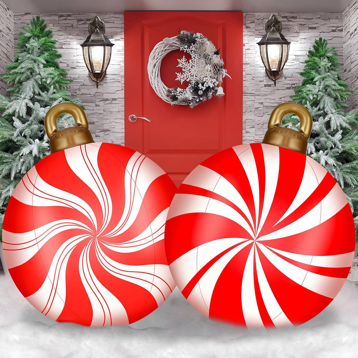 Jetec - Juego de 2 esferas inflables gigantes de Navidad de 32 pulg...