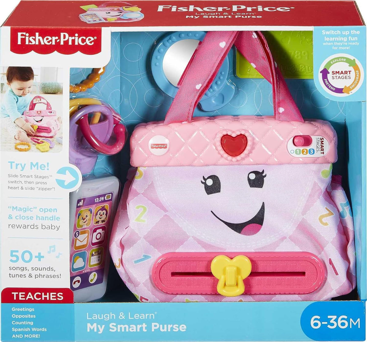 Fisher-Price Laugh & Learn My Smart Purse, rosa, juguete musica...