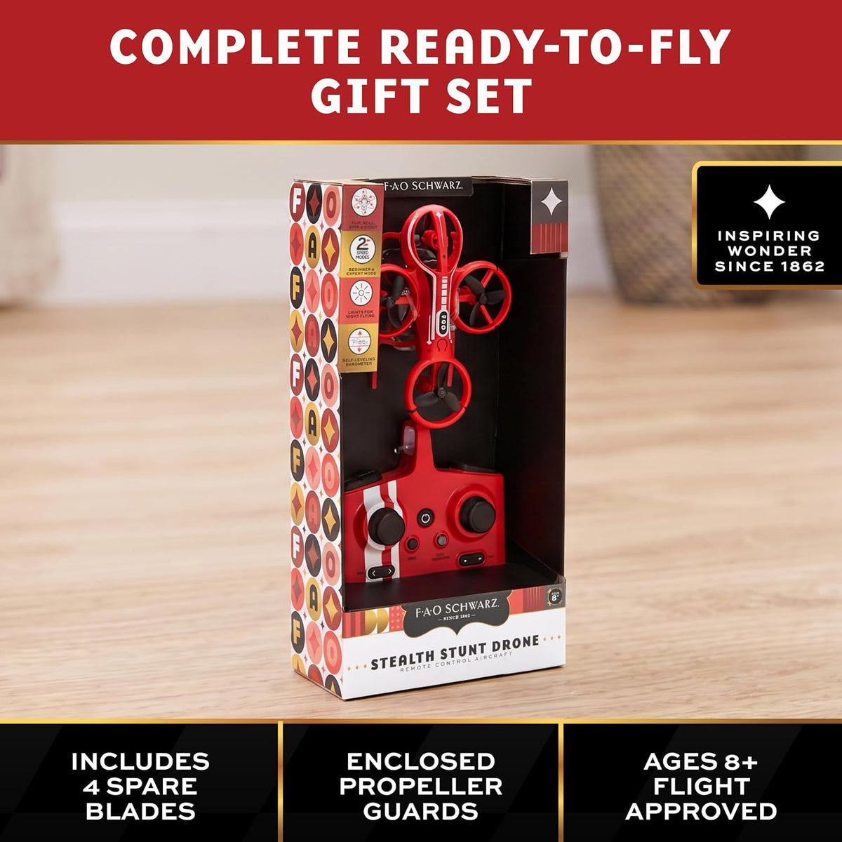 FAO Schwarz Mini dron Stealth, avión cuadricóptero RC para principi...
