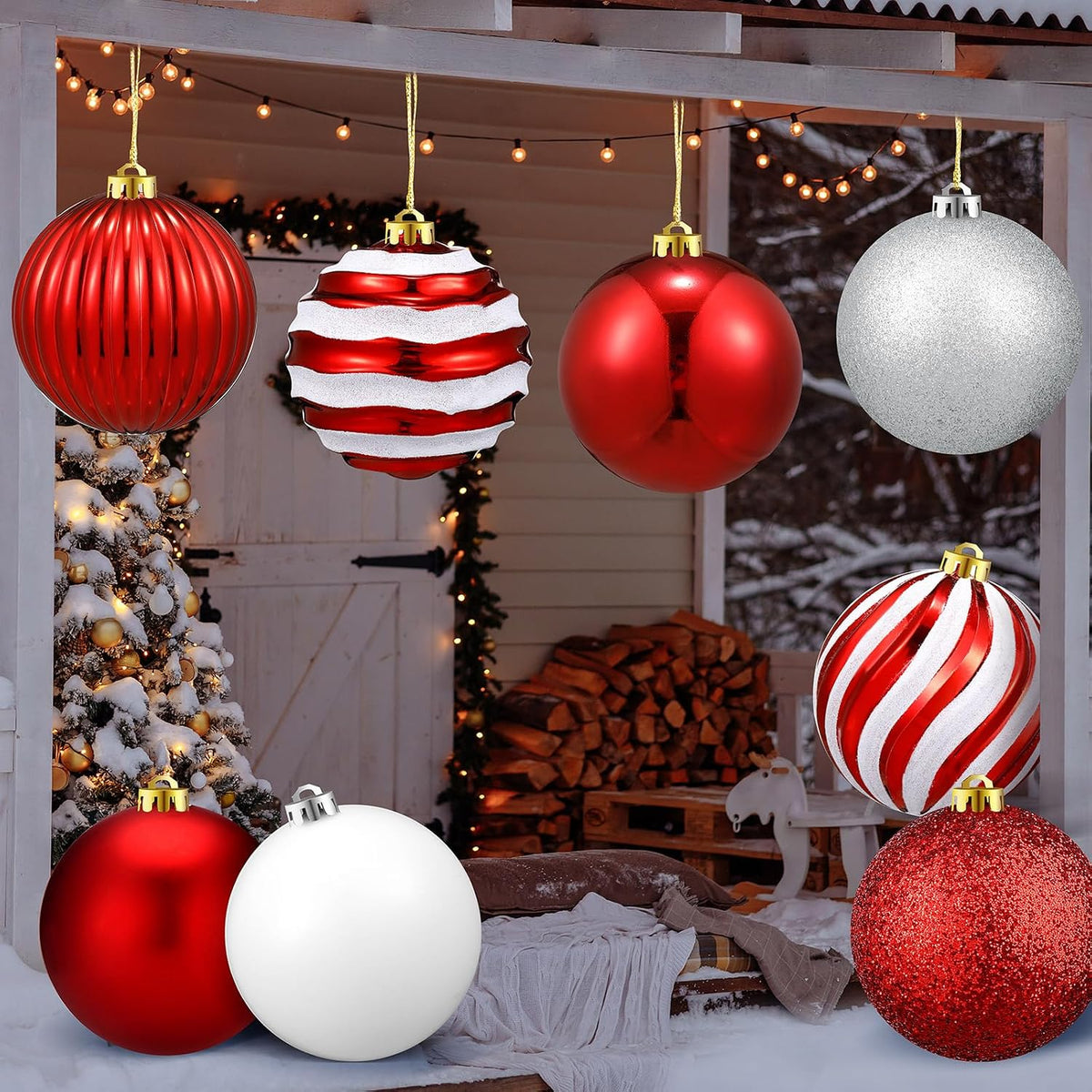 Deekin - Paquete de 8 bolas de adornos de Navidad extragrandes en r...