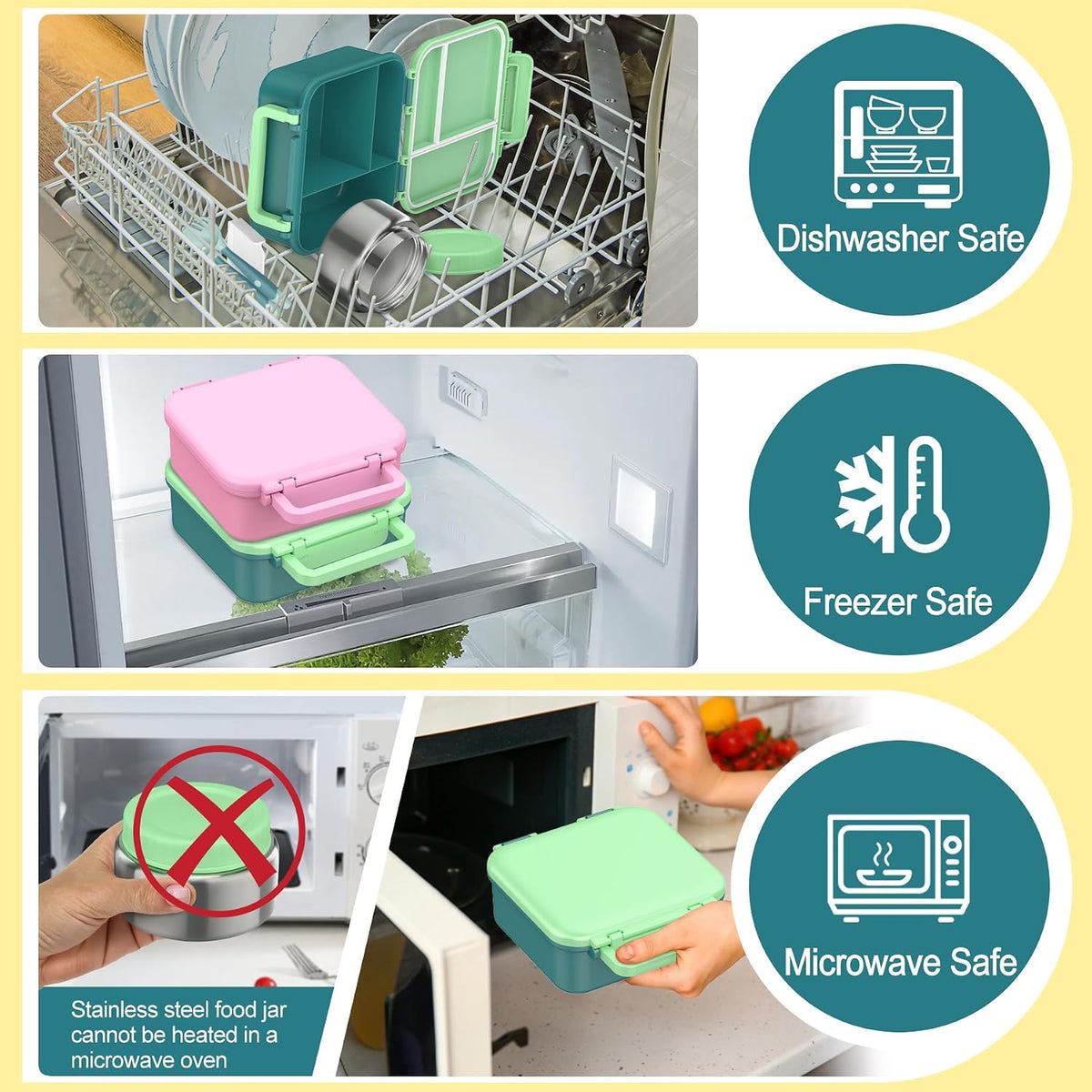 Lonchera Bento para niños con termo de 9 onzas, recipientes de almu...