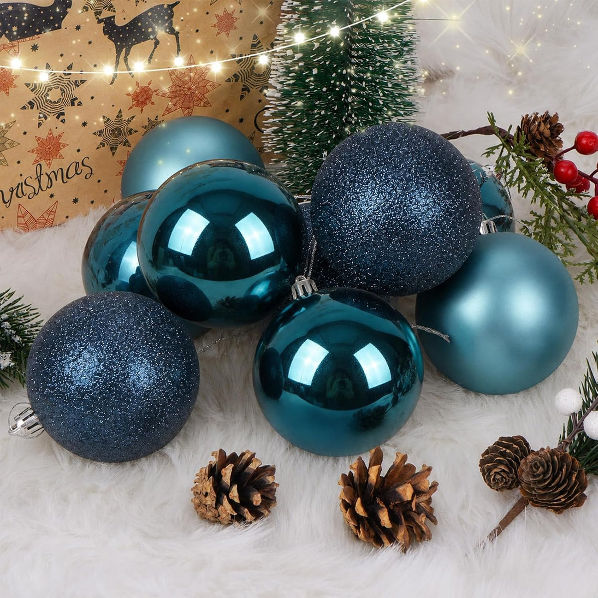 Adornos de bola de Navidad de 30 quilates, decoración de árbol de N...