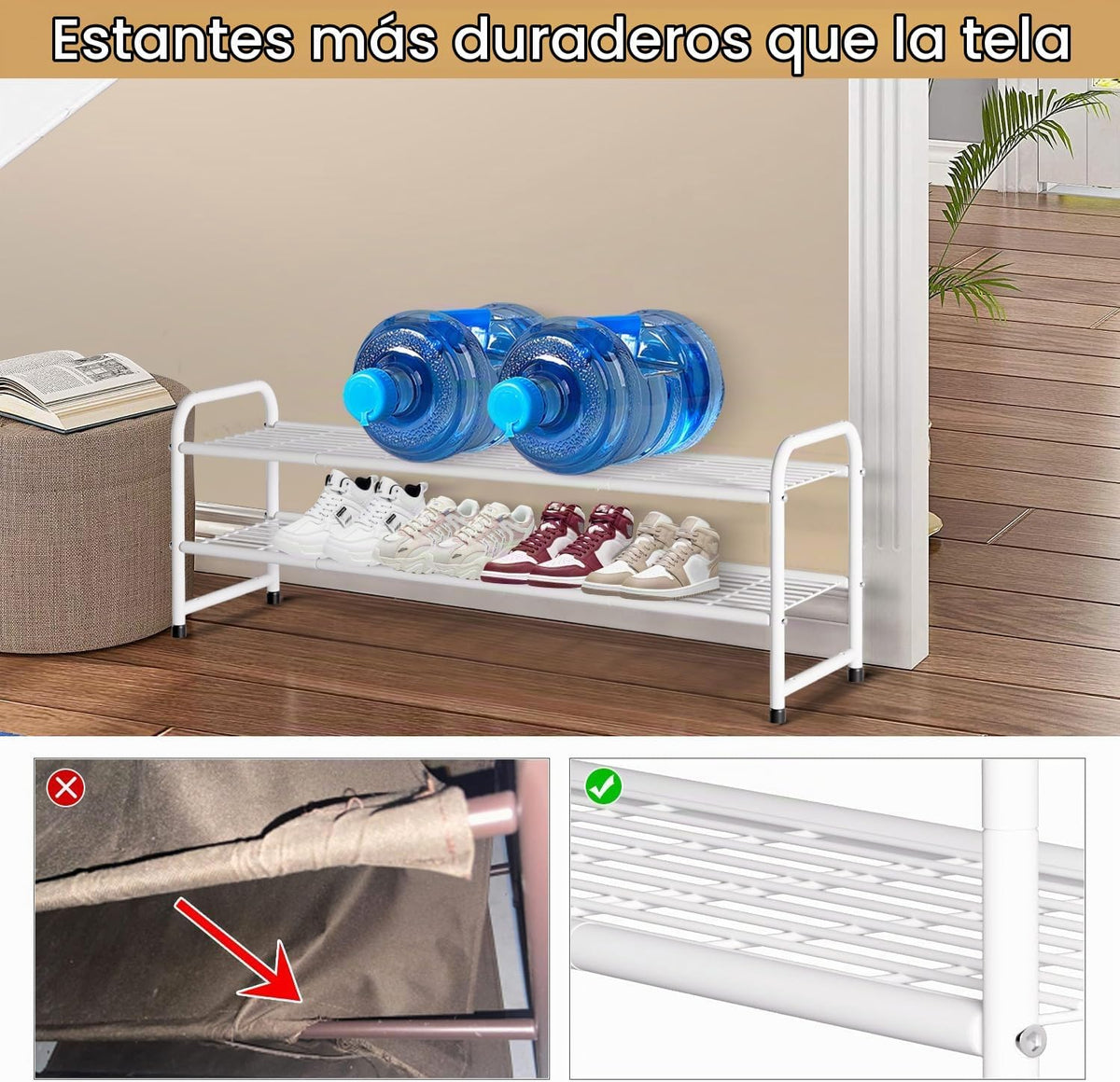 KEETDY Zapatero largo de 2 niveles para armario, organizador de zap...