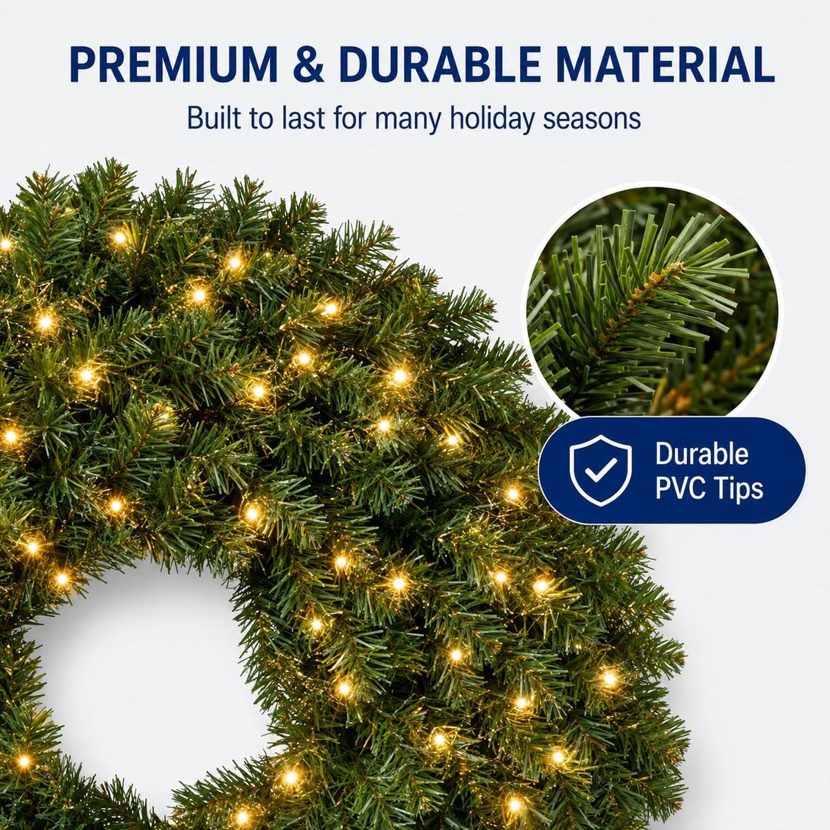 Aptliton Corona de Navidad preiluminada de 60 pulgadas, 300 luces L...